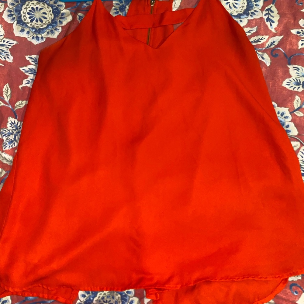 Red Zip Back Top - Picture 3 of 5